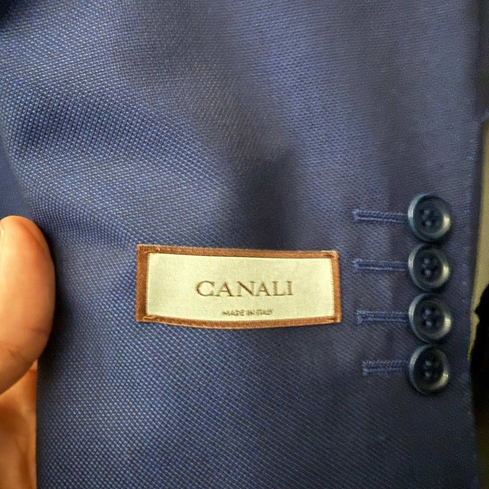 Canali Blue Sport Coat with Button Cuff Detail